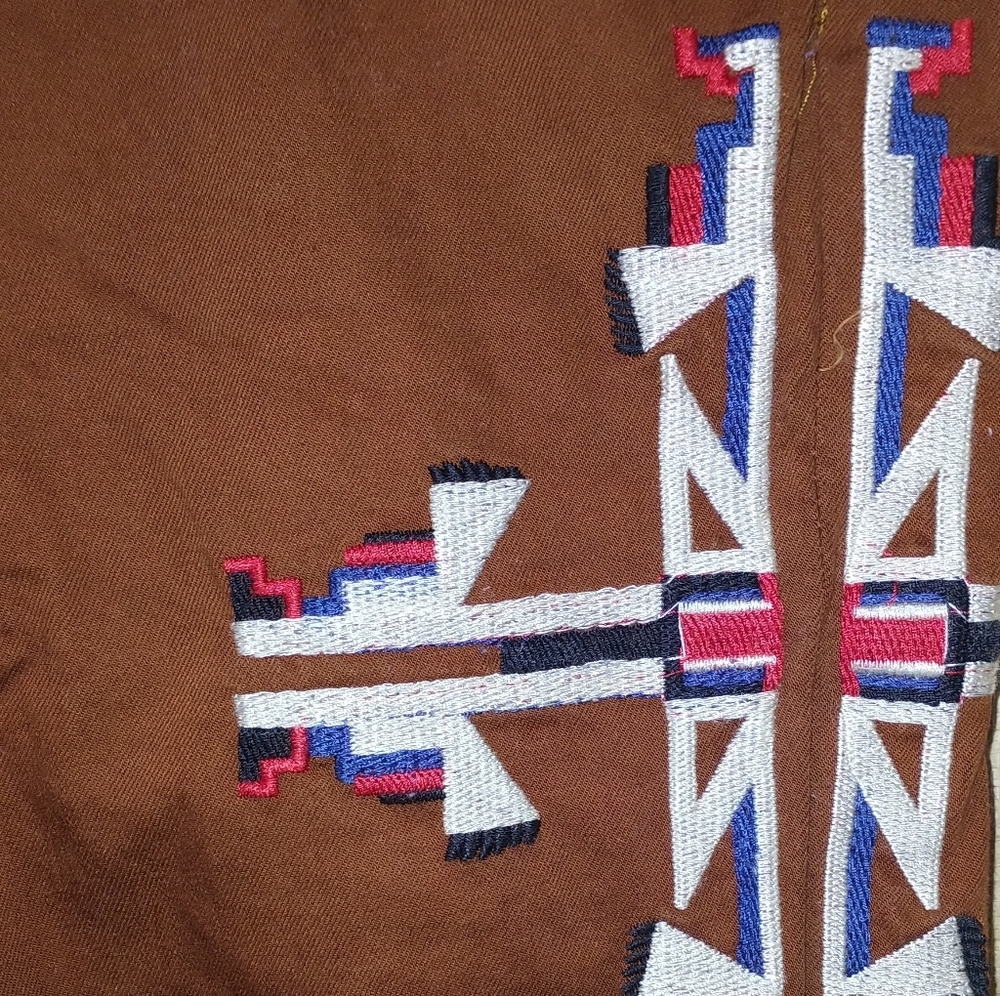 36 Points 5 Brown Pants with Red and White Tribal Pattern (15" by 36") - Picture 6 of 9